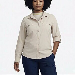 Magellan Outdoors woman’s Beige Shirt Adventure Gear Mag Wick